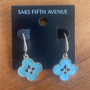 Saks Fifth Avenue Sky Blue Clover Earrings